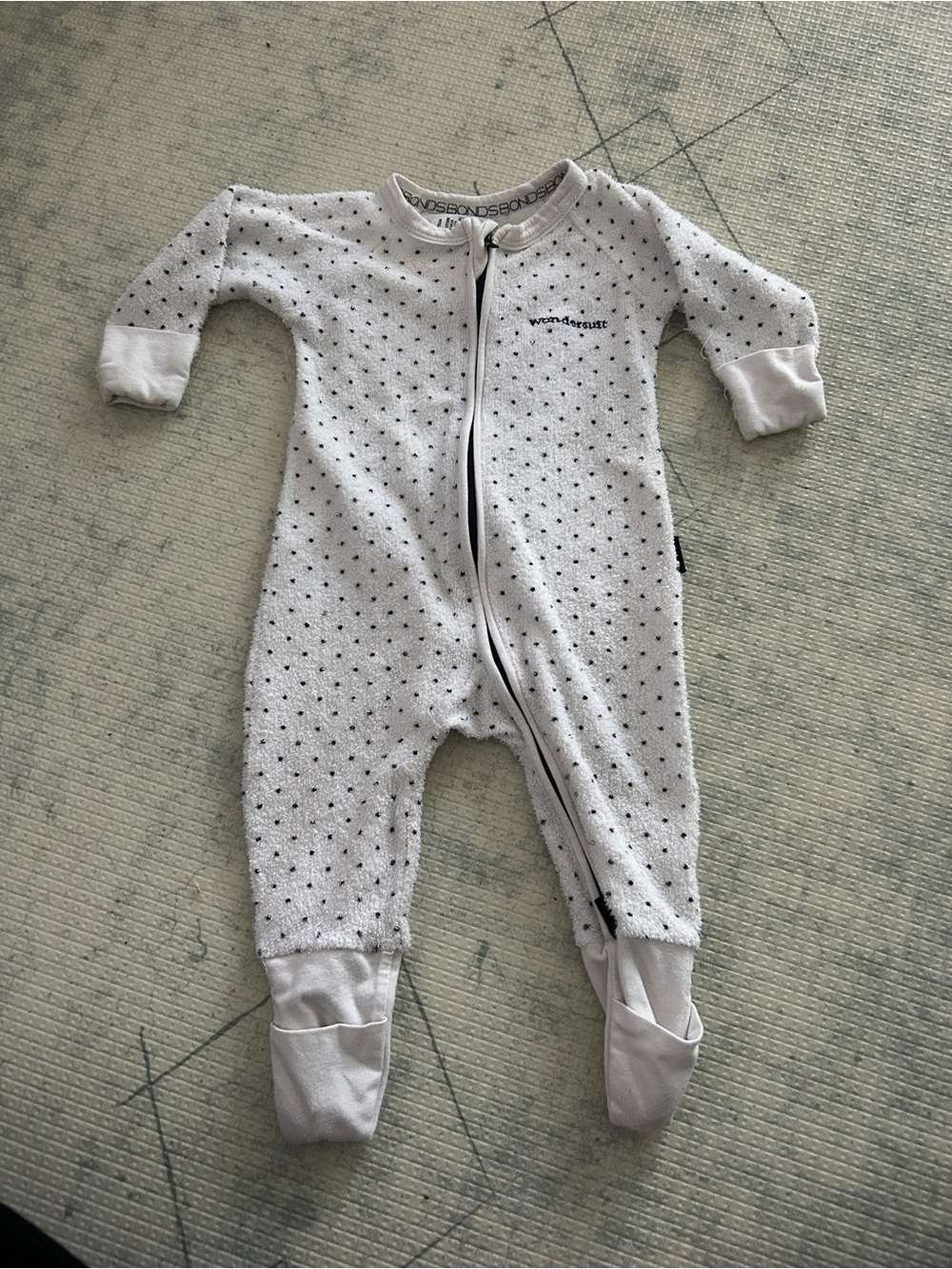 Bonds White Tiny Black Dot Footed Baby One-Piece